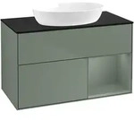 Villeroy & Boch Waschbeckenunterschrank Finion FA2, Olive Matt Lacquer / Glass Black
