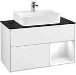 Villeroy & Boch Finion Waschbeckenunterschrank F12 Glossy White Lacquer / Glass Black