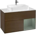Villeroy & Boch Waschbeckenunterschrank Finion F37, Eckig, Walnut Veneer,