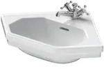 Eck-Handwaschbecken 1930 595 mm mit &Uuml;L, mit HLB, 1 HL, wei&szlig;