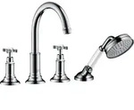 Hansgrohe AXOR Montreux 4-Loch Fliesenrandarmatur mit Kreuzgriffen, Chrom, Ausladung