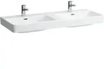 Doppelwaschtisch PRO S 465x1200x175 1 Hahnloch je Becken mit &Uuml;berlauf wei&szlig;