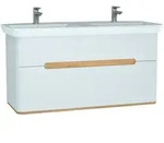 Sento Set 130 cm Waschtisch + Unterschrank 2 Vollausz&uuml;ge Wei&szlig; Matt