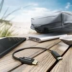 Ladekabel, USB-C - USB-C, 0,2 m, Nylon, Schwarz (00201604)