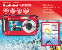 Kompaktkamera Realishot WP8000 rot Kit mit Schwimmgriff und zweitem Akku