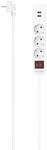 Steckdosenleiste, 3-fach, USB-A 17W, Schalter, 1,4 m, Wei&szlig; (00223181)