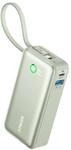 Nano Powerbank (10.000mAh, 30W, Integriertes USB-C Kabel), Gr&uuml;n