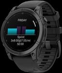 fenix E - 47 mm AMOLED Schwarz/Schiefergrau mit QuickFit-Silikon-Armband 22 mm