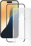 Full Screen Displayschutzglas f&uuml;r iPhone 16 Plus, iPhone 15 Plus, Easy Applikator