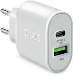 Schnellladeger&auml;t, 20 W, USB-A und USB-C, Wei&szlig;