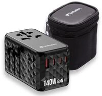 GaN III-Universal-Reiseadapter 140W, Schwarz