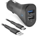 Autoladeger&auml;t mit USB-C-Kabel, USB-A, 10 W, 2,1 A, 1 m, Schwarz