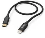 "Ladekabel ""Fabric"", USB-C - Lightning, 1,5 m, Nylon, f&uuml;r iPhone, Schwarz