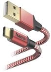 "Ladekabel ""Reflective"", USB-A - USB-C, 1,5 m, Nylon, Rot (00201559)"