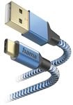 "Ladekabel ""Reflective"", USB-A - USB-C, 1,5 m, Nylon, Blau (00201558)"