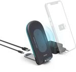 "Wireless Charger Set ""QI-FC15S"" 15W, kabellose Smartphone-Ladestation, Grau