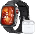 Watch Fit 4 Pro, schwarzes Geh&auml;use mit schwarzem Fluorelastomer-Armband + FreeBuds