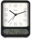 "Wecker ""Pag"", mit Thermometer/Hygrometer, ohne Ticken, Schwarz (00222223)"