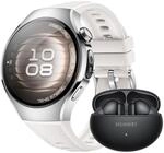 Watch 5, 42 mm, Edelstahlgeh&auml;use mit wei&szlig;em Kompositarmband + FreeBuds 6i