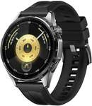 Watch GT6, 46mm, Schwarzes Edelstahlgeh&auml;use mit schwarzem Fluorelastomerarmband