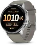 Venu 4 - 45 mm Schwarz/Silber mit Schnellwechsel-Silikon-Armband 22 mm Grau