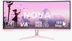 Nova, Pink, 34 Zoll, Curved, WQHD, VA, 165 Hz, 1 ms Gaming-Monitor