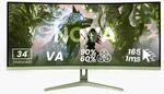 Nova, Gr&uuml;n, 34 Zoll, Curved, WQHD, VA, 165 Hz, 1 ms Gaming-Monitor