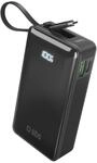 10.000 mAh-Powerbank mit integriertem USB-C Kabel, Schwarz