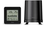 "Wetterstation ""Mykonos"" mit Regenmesser/Au&szlig;ensensor, Funk, Wecker, Schwarz