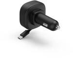 Auto-Schnellladeger&auml;t, 2x USB-C, ausziehbares Ladekabel, PD, 30 W, Schwarz