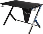 Ocelot Aluminium Carbon mit Stickern in Rot & Blau Gaming-Tisch