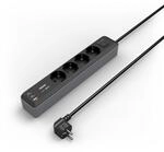 Steckdosenleiste, 4-fach, USB-C/A 65W, PD, Schalter, 1,4 m, Schwarz/Grau (00223194)