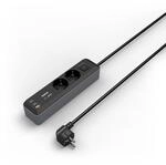 Steckdosenleiste, 2-fach, USB-C/A 65W, PD, Schalter, 1,4 m, Schwarz/Grau...