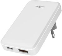 Ladeger&auml;t f&uuml;r Mobilger&auml;te Universal Wei&szlig; Schnellladeger&auml;t (USB-A + USB-C)