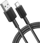 322 USB-A auf USB-C Kabel (180cm, Geflochten), Schwarz
