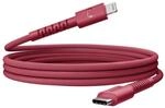 "USB-C zu Lightning silicone geflochtenes Kabel ""FlexWave"" 2m, Berry Red