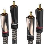 Audio-Kabel, 2 Cinch-Stecker - 2 Cinch-Stecker, Gewebe, vergoldet, 2 m...