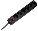 Steckdosenleiste 6-fach, mit Schalter, 1.4m, Schwarz (00030394)
