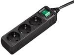 Steckdosenleiste, 3-fach, mit Schalter, 3 m, Schwarz (00121906)