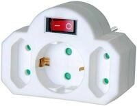 Adapterstecker Euro 2 + Schutzkontakt 1 mit Schalter