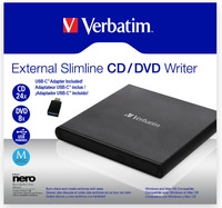 Slimline USB 2.0 inklusive USB-A-zu-USB-C-Adapter Externer DVD-Brenner