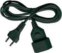 Kunststoff-Verl&auml;ngerungskabel H03VVH2-F 2x0,75, 5 m, schwarz