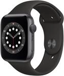 Watch Series 6 GPS, 44mm Aluminiumgeh&auml;use Space Grau, mit Sportarmband, schwarz