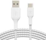 BoostCharge Geflochtenes USB-A-/USB-C-Kabel, 15 W, 1 m, Wei&szlig;