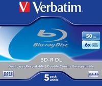 BD-R DL 50GB, 6x, 5er-Pack Jewel Case Blu-Ray-Rohlinge