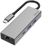 USB-C-Hub, Multiport, 4 Ports, 2x USB-A, USB-C, LAN/Ethernet (00200108)
