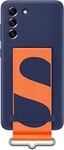 Silicone Cover mit Strap f&uuml;r Galaxy S21 FE, Navy Handyh&uuml;lle