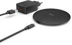 "Wireless Charger Set ""QI-FC15 Metal"" 15W, kabelloses Smartphone-Ladepad, SW