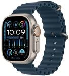 Watch Ultra 2 GPS + Cellular, 49 mm Titan&shy;geh&auml;use, Ocean Armband Blau