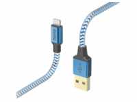 Hama 201553 Ladekabel Reflective USB-A zu Lightning Nylon 1,5m blau
